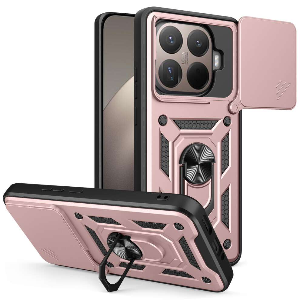 (Rose ) Amorus For Xiaomi 15T Pro Case Kickstand Pc + Tpu Phone Cover With Camera Lens Slider Gold 6914294738904