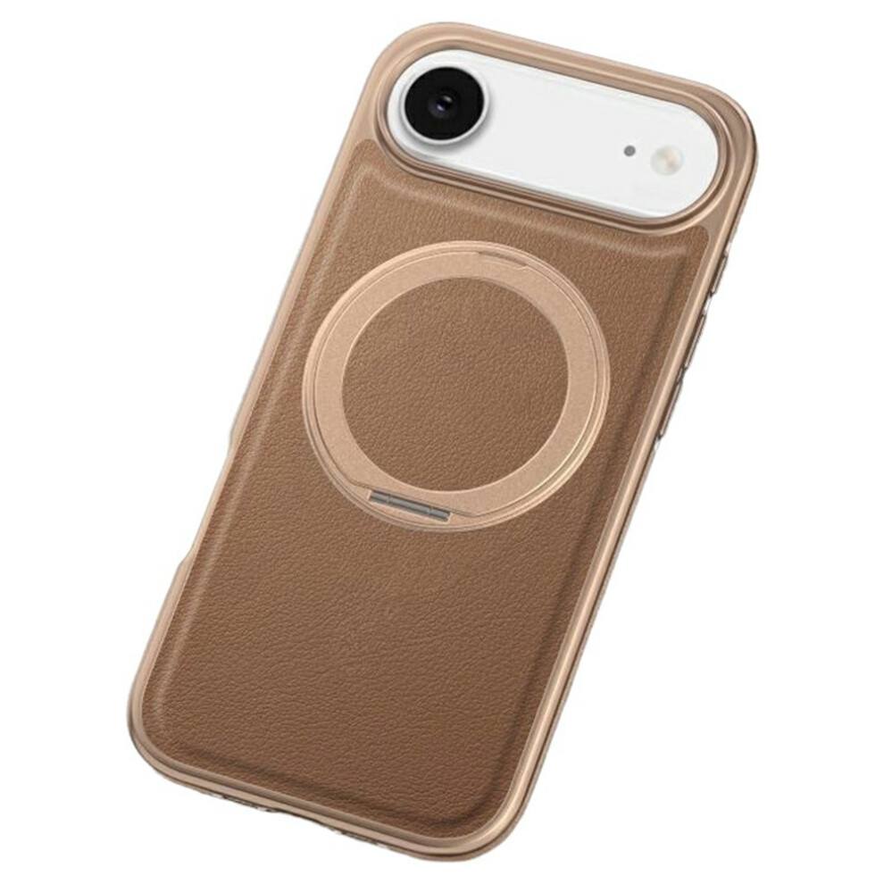 (Desert ) For Iphone Air Magnetic Case With Rotating Kickstand Leather + Pc + Tpu Electroplating Phone Cover Gold 6914297611051