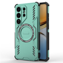 (Green) For Samsung Galaxy S26 Ultra Magnetic Case Butterfly Armor Hollow Heat Dissipation PC + TPU Phone Cover