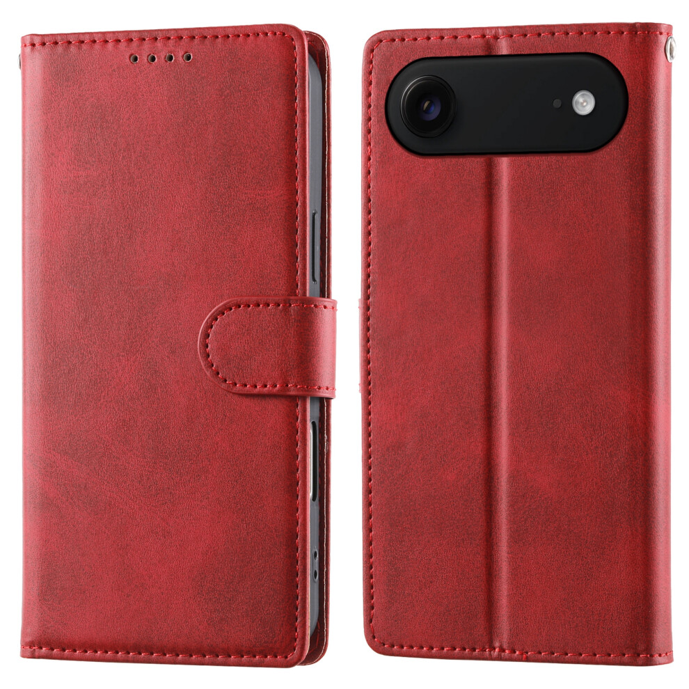 (Red) For Iphone Air Case Stand Wallet Calf Texture Pu Leather Flip Phone Cover With Wrist Strap Red 6914293785930