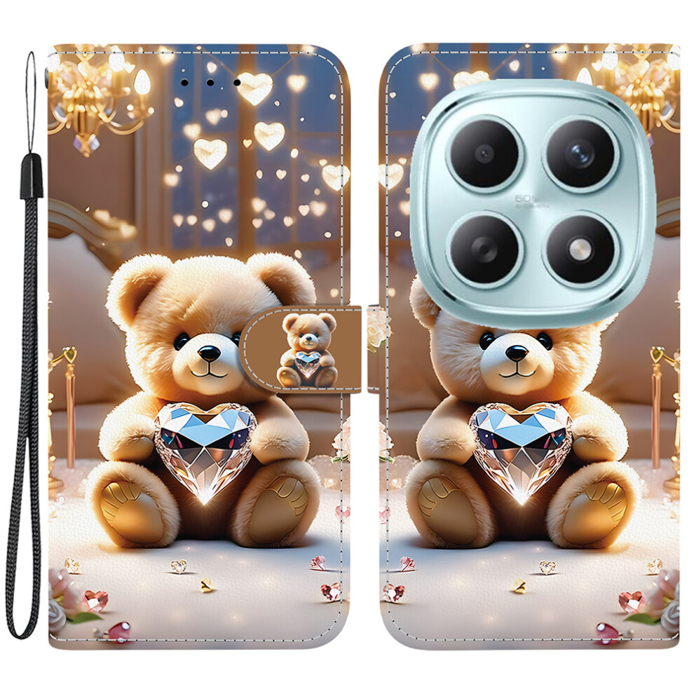 (Diamond Bear) For Xiaomi Poco M8 5G / Redmi Note 15 5G (Global) Leather Case Stand Wallet Pattern Printing Phone Cover With Wrist Stra 6914297562001