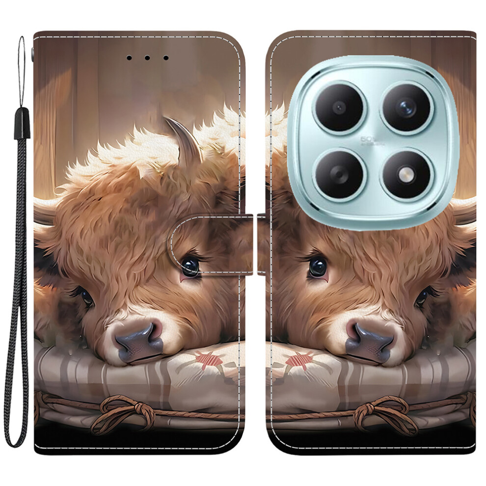 (Calf) For Xiaomi Poco M8 5G / Redmi Note 15 5G (Global) Leather Case Stand Wallet Pattern Printing Phone Cover With Wrist Stra 6914291013875