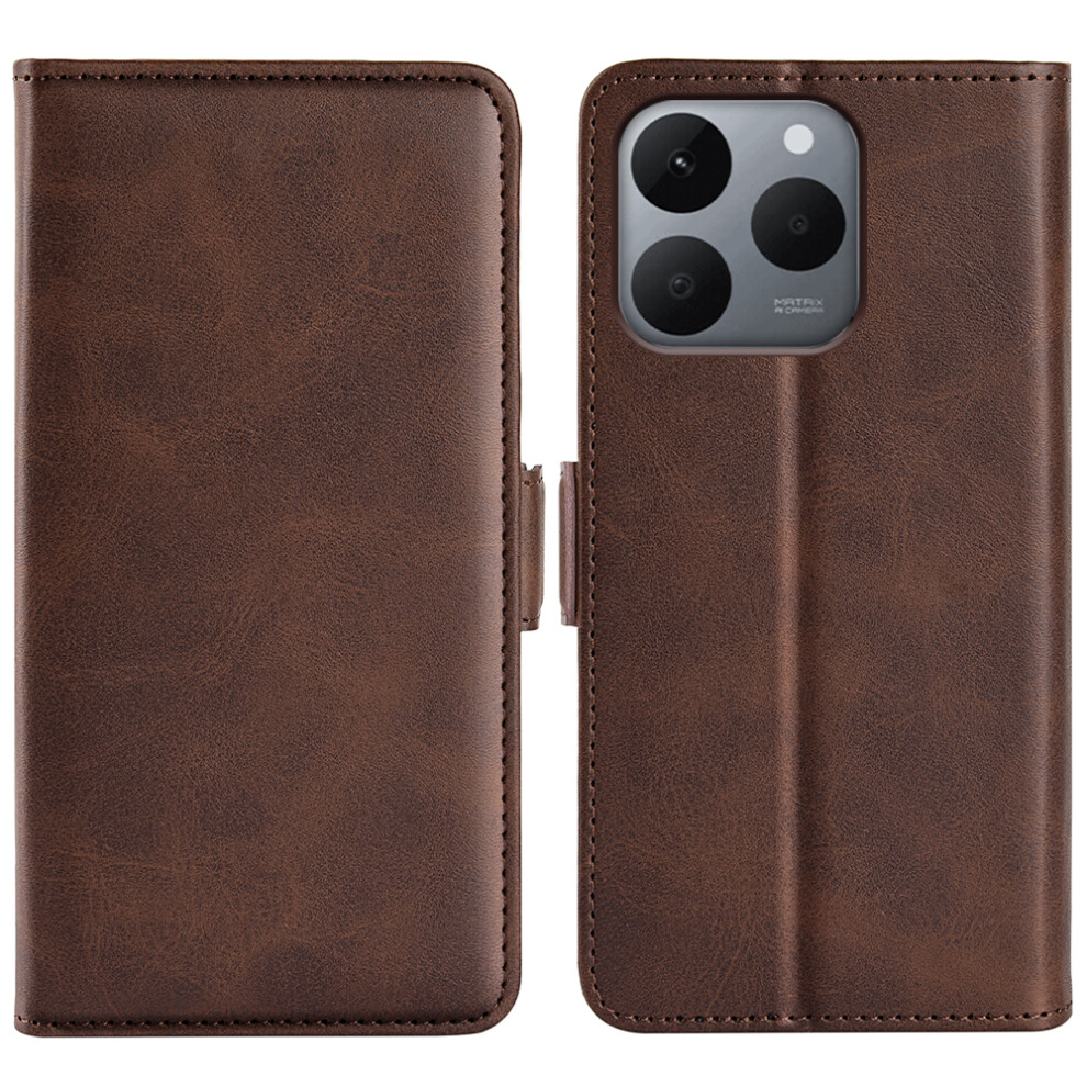 (Brown) For Realme 15T 5G Case Calf Texture Leather Wallet Phone Cover Brown 6914299434832