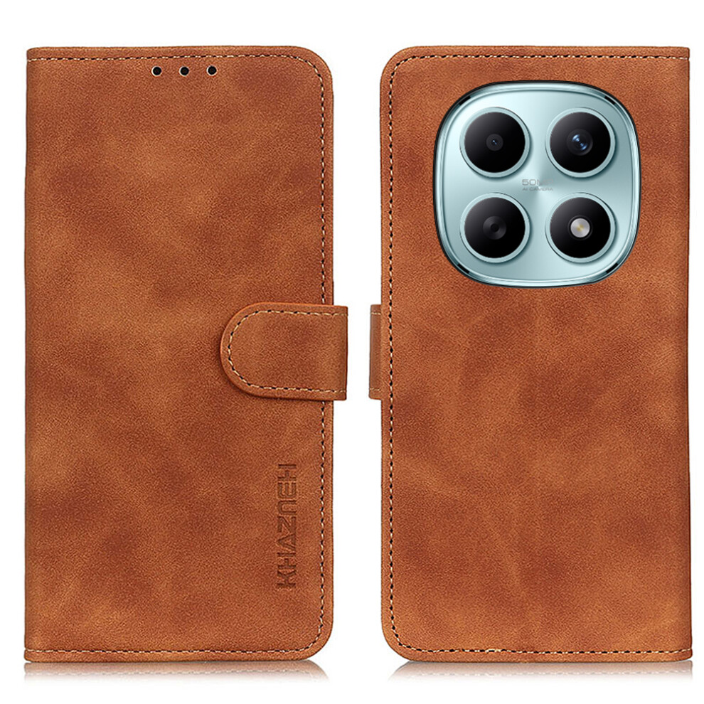 (Brown) Khazneh For Xiaomi Poco M8 5G / Redmi Note 15 5G (Global) Case Pu Leather Retro Texture Phone Cover Brown 6914297920276