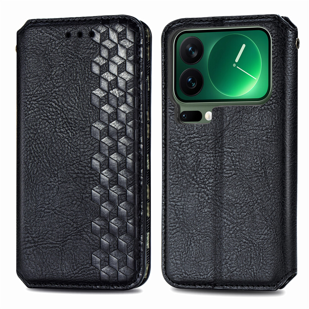 (Black) For Xiaomi 17 Pro Case Rhombus Imprint Pu Leather Wallet Phone Cover Black 6914295147392
