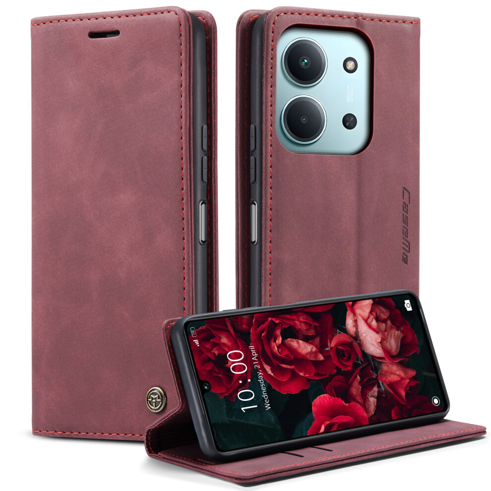 (Red) Caseme For Xiaomi Mi 15C 5G (Eu) (173Mm) / Xiaomi Mi 15C 4G (Eu) (173Mm) Wallet Case 013 Series Pu Leather Phone Red 6914299839880