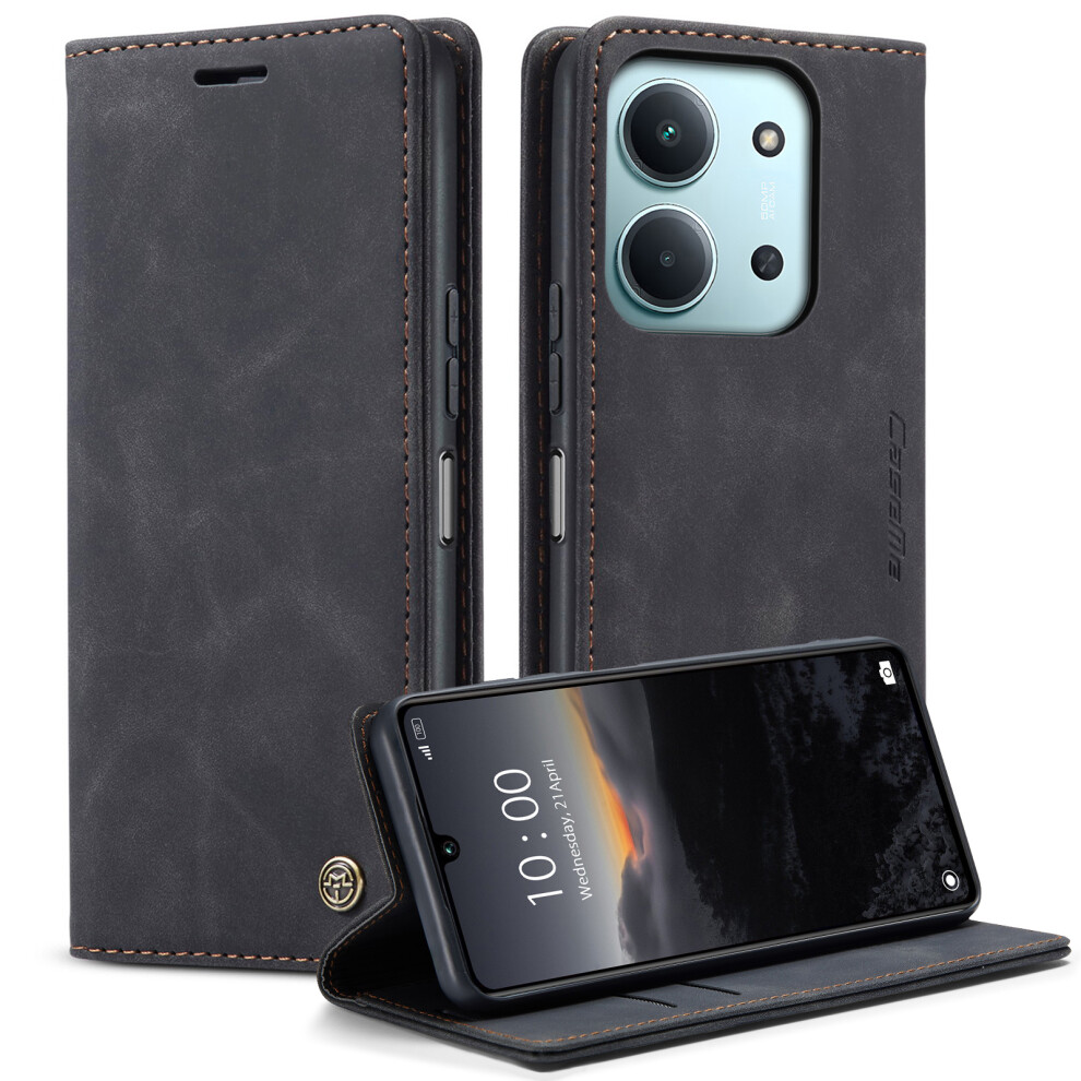 (Black) Caseme For Xiaomi Redmi 15C 5G (Eu) (173Mm) / Xiaomi Redmi 15C 4G (Eu) (173Mm) Wallet Case 013 Series Pu Leather Phone Black 6914294560888
