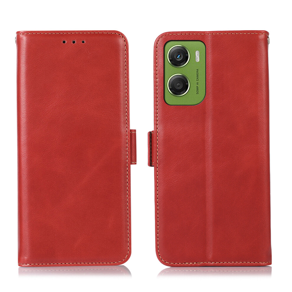 (Red) For Motorola Moto G06 Power 4G / G06 4G Case Rfid Blocking Genuine Cow Leather Wallet Phone Cover Red 6914298853573