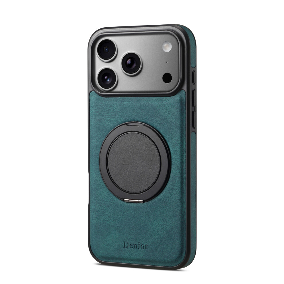 (Blue) Denior A14 For Iphone 17 Pro Magnetic Case Rotary Kickstand Leather Pc Tpu Phone Cover Blue 6914296464955