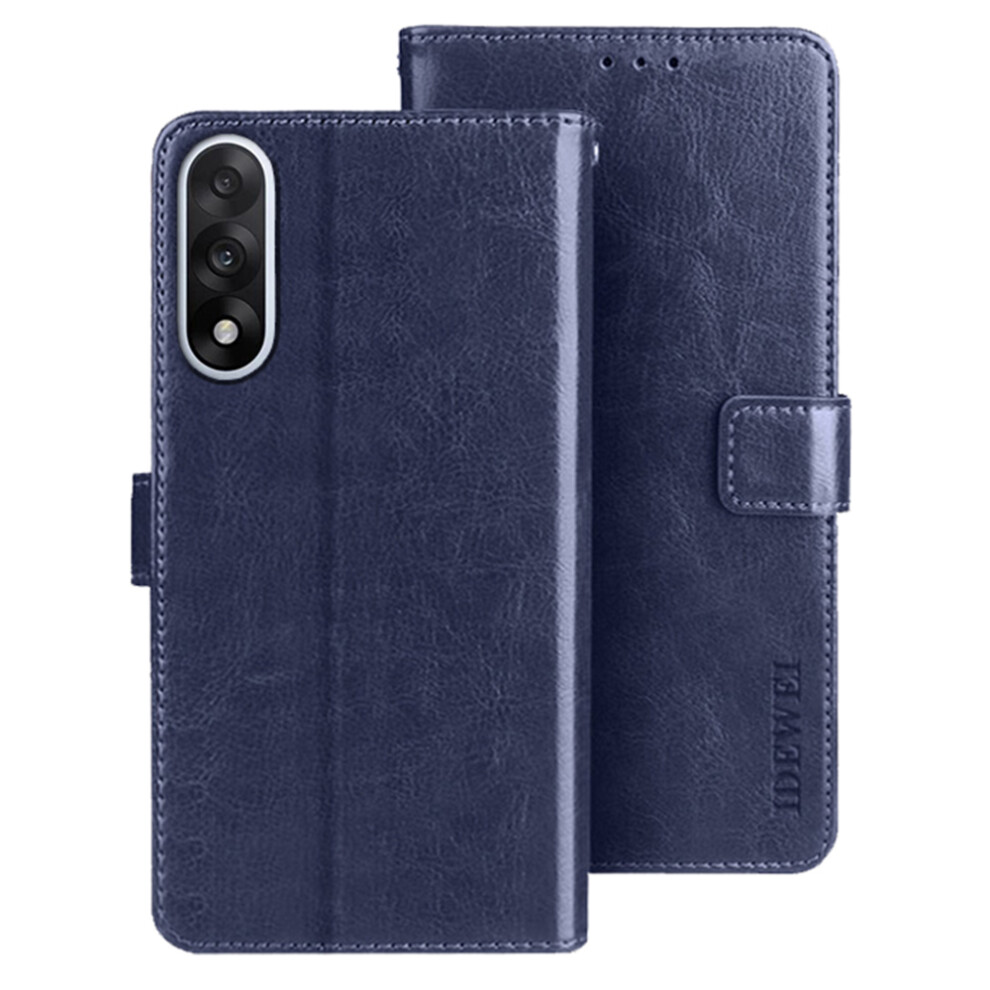 (Dark ) Idewei For Oneplus Nord 5 5G / Ace 5 Ultra 5G Stand Case Crazy Horse Texture Leather Phone Cover Blue 6914294443921