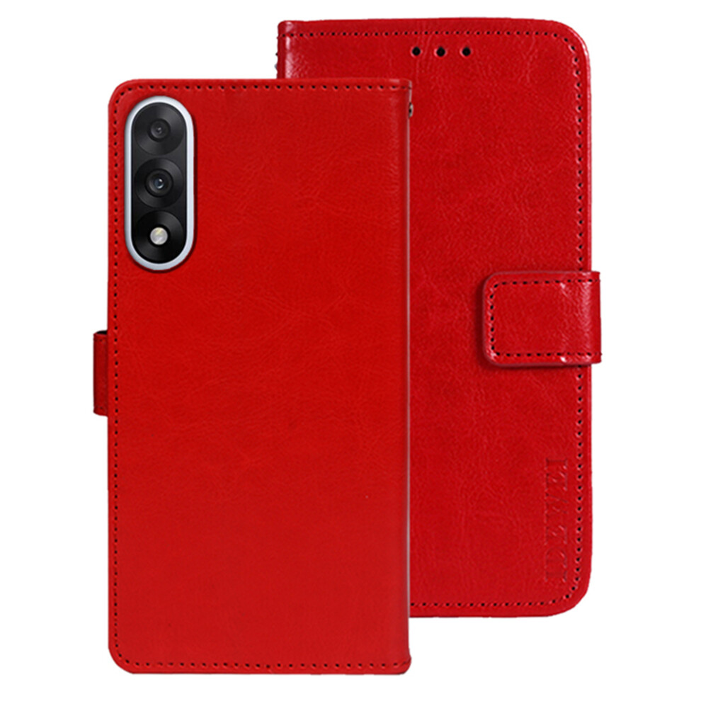 (Red) Idewei For Oneplus Nord 5 5G / Ace 5 Ultra 5G Stand Case Crazy Horse Texture Leather Phone Cover Red 6914290730902