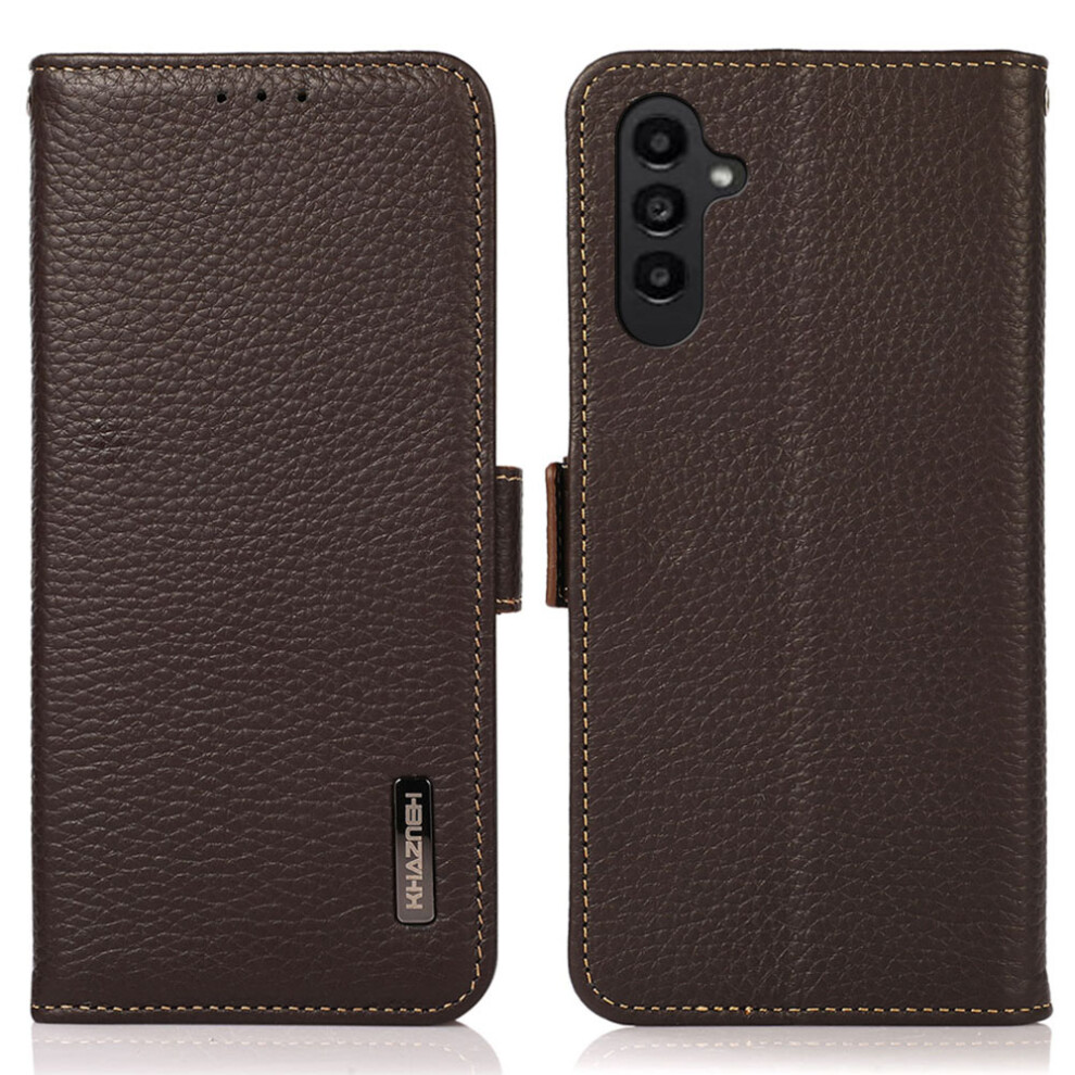 (Brown) Khazneh For Samsung Galaxy S26 Phone Case Genuine Cow Leather Cover Rfid Blocking Brown 6914295436977