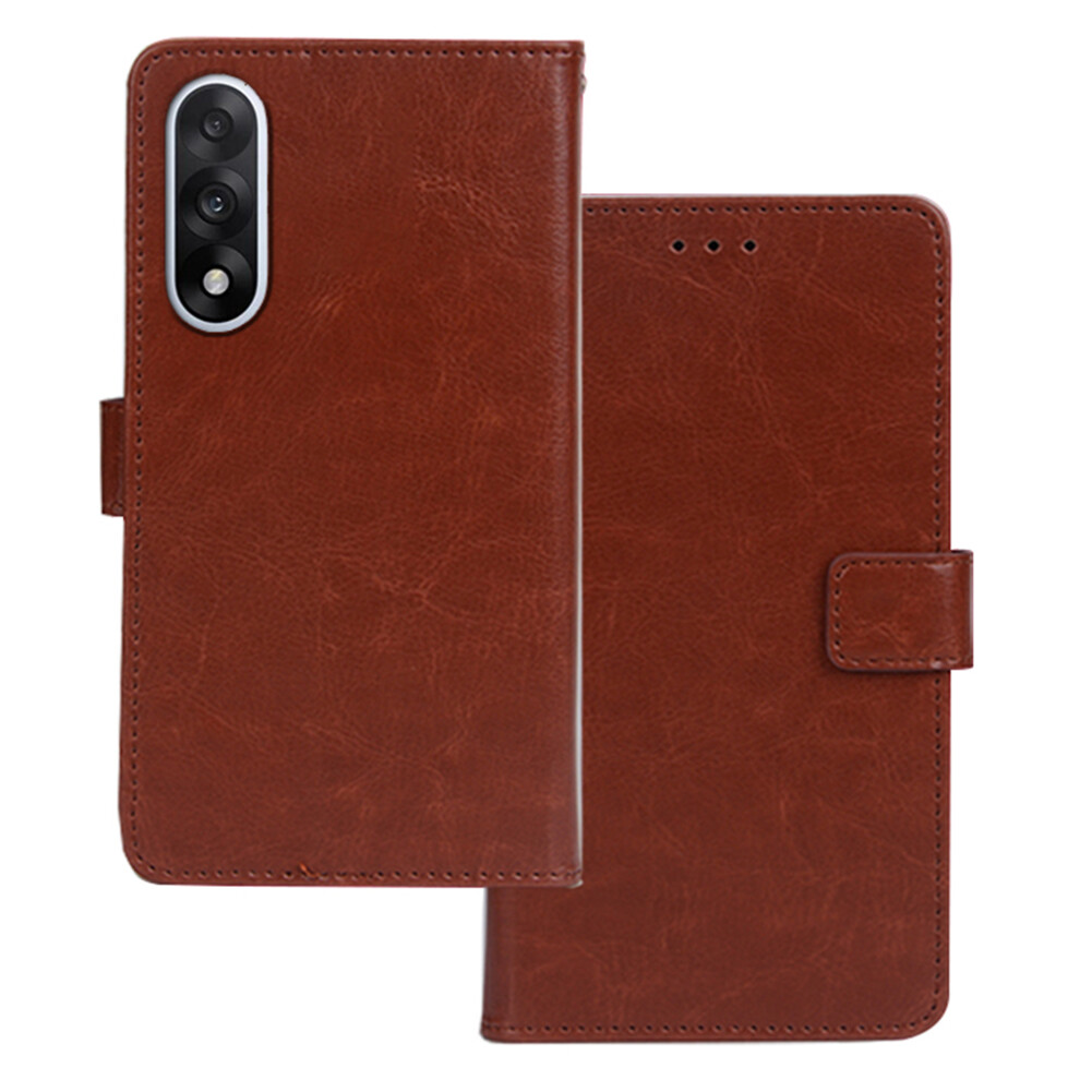 (Brown) Idewei For Oneplus Nord 5 5G / Ace 5 Ultra 5G Case Wallet Leather Phone Cover Crazy Horse Texture Brown 6914298463079