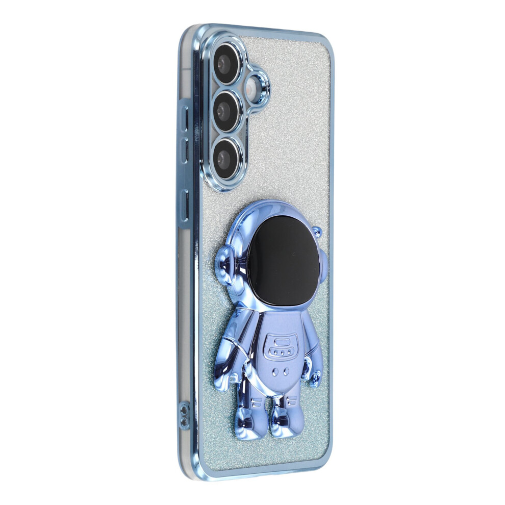 (Blue) For Samsung Galaxy S25 Fe Case With Astronaut Kickstand Pc + Tpu Phone Cover Shiny Glitter Blue 6914294507814