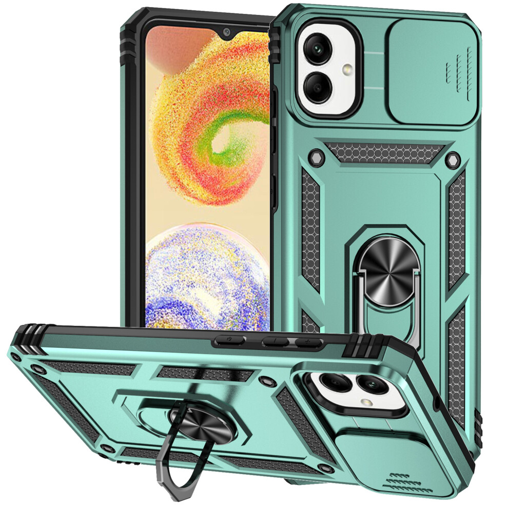 (Blackish ) For Samsung Galaxy A07 4G / A06 4G Case Pc + Tpu Phone Cover With Lens Protection Kickstand Green 6914294207035