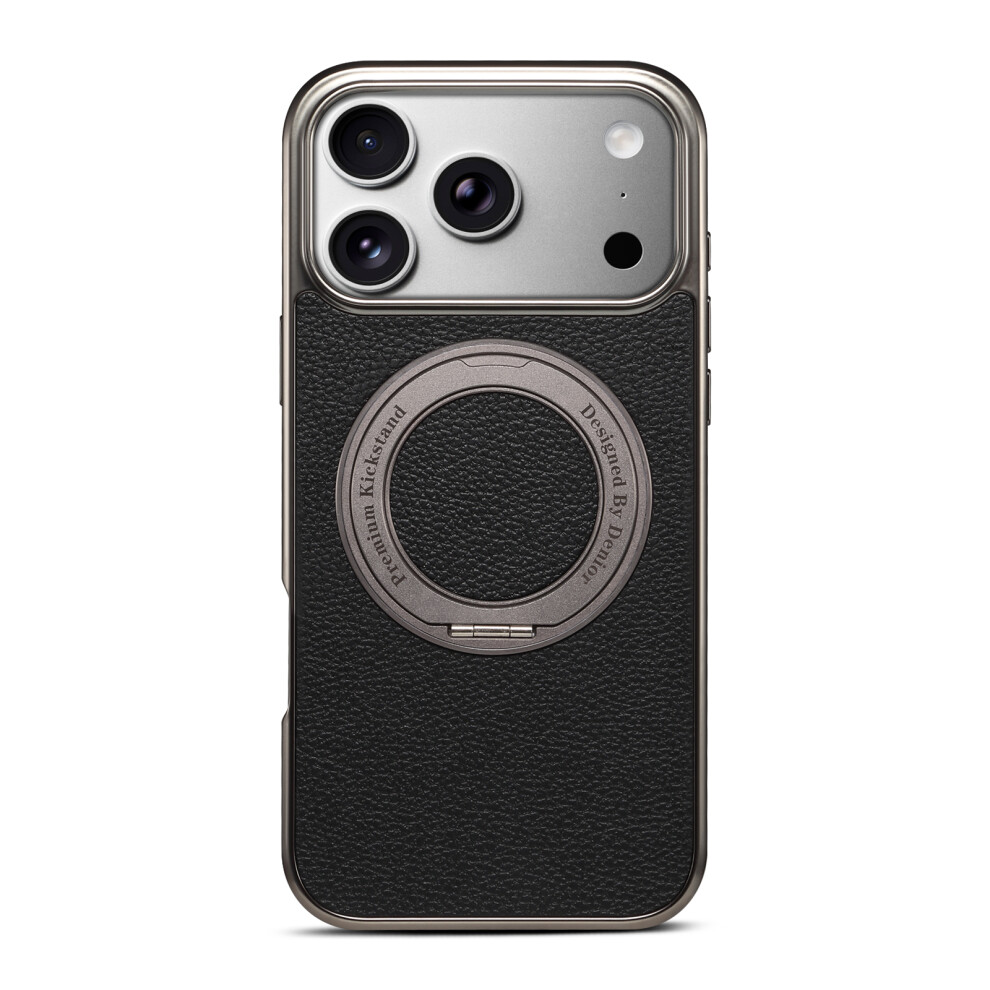 (Black) Denior A23+2 For Iphone 17 Pro Max Case Compatible With Magsafe Rotary Kickstand Leather Back Phone Cover Black 6914290049356
