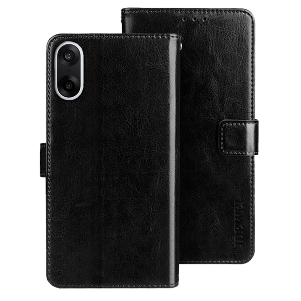 (Black) Idewei For Oneplus Nord Ce5 5G / Ace 5 Racing 5G Stand Case Crazy Horse Texture Leather Phone Cover Black 6914293984548