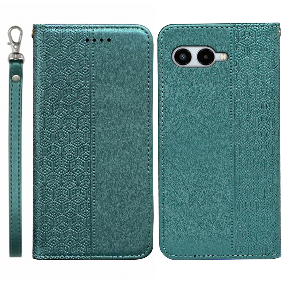 (Green) For T-Mobile Revvl 8 Wallet Phone Case Checkered Pattern Imprint Leather Flip Cover With Wrist Strap Green 6914293196347