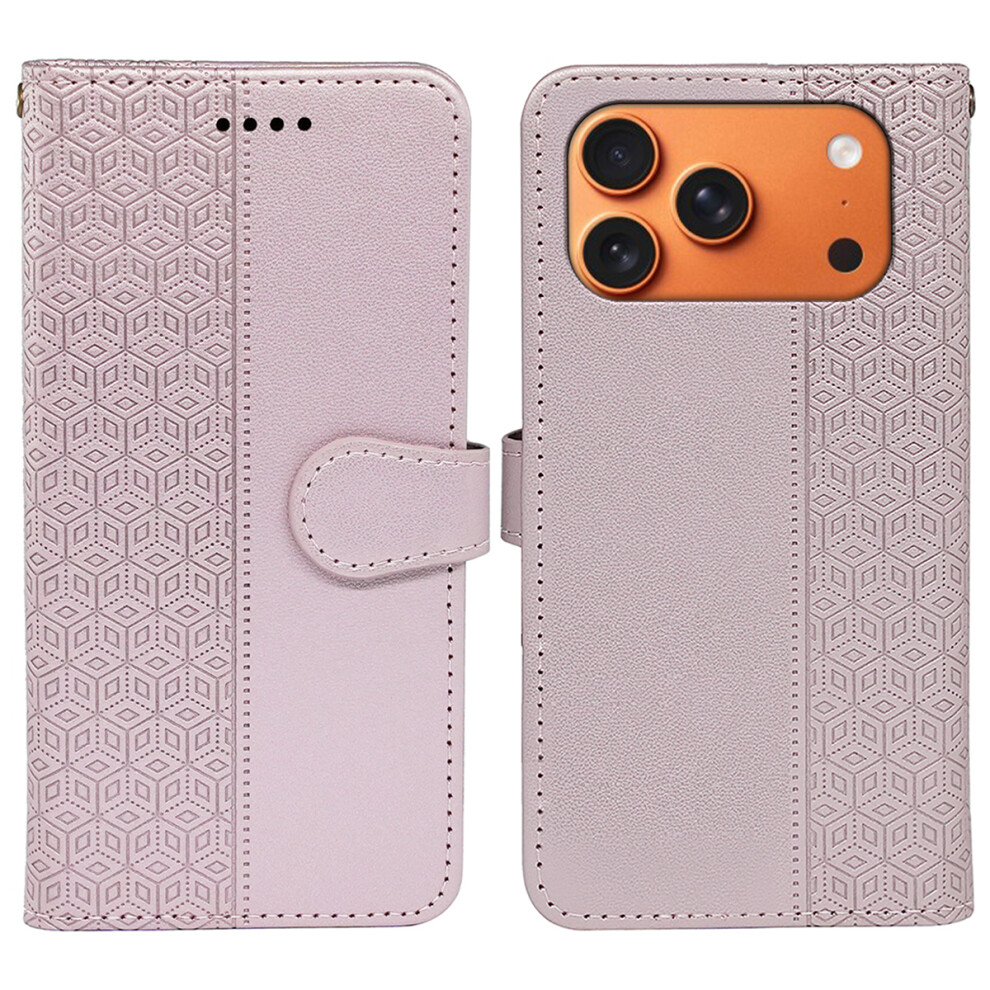 (Rose ) For Iphone 17 Pro Wallet Phone Case Pattern Imprint Leather Flip Cover Gold 6914292137303