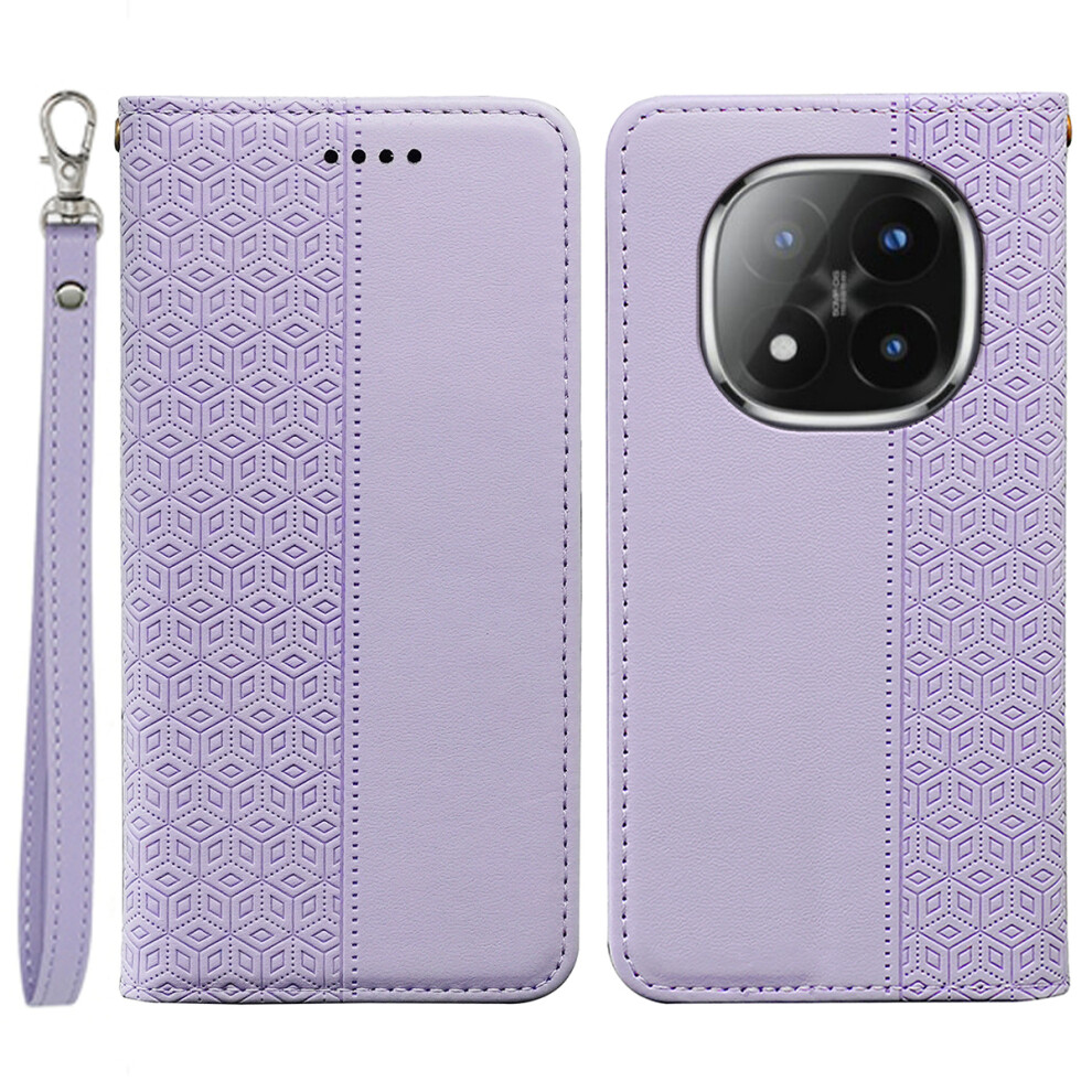 (Purple) For Xiaomi Poco M8 Pro 5G / Redmi Note 15 Pro+ 5G (Global) Wallet Phone Case Checkered Pattern Imprint Leather Flip Cove Purple 6914291164713