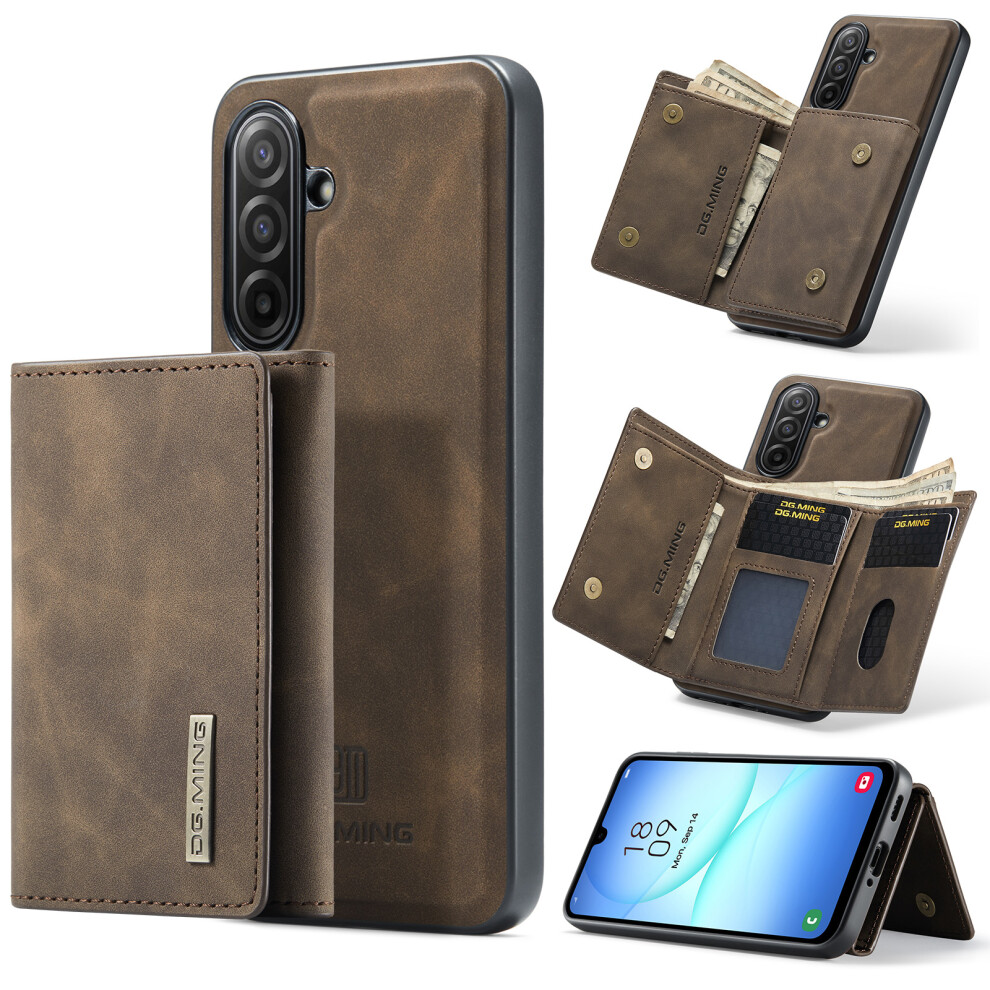 (Coffee) Dg.ming M1 Series For Samsung Galaxy A17 5G / 4G Case Kickstand Pu Phone Cover With Detachable Wallet Brown 6914299749530