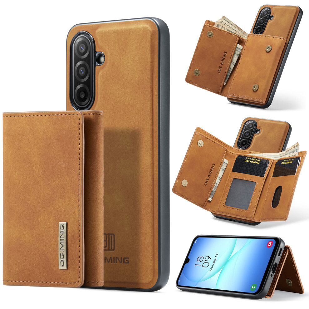 (Brown) Dg.ming M1 Series For Samsung Galaxy A17 5G / 4G Case Kickstand Pu Phone Cover With Detachable Wallet Brown 6914299538486
