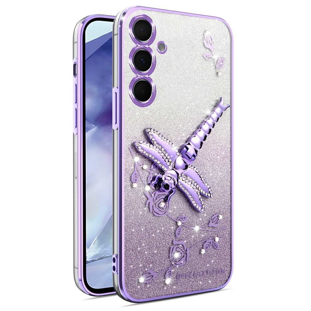 (Purple) Kadem For Samsung Galaxy S26 Case Dragonfly Kickstand Tpu Flowers Glitter Phone Cover Purple 6914294710603