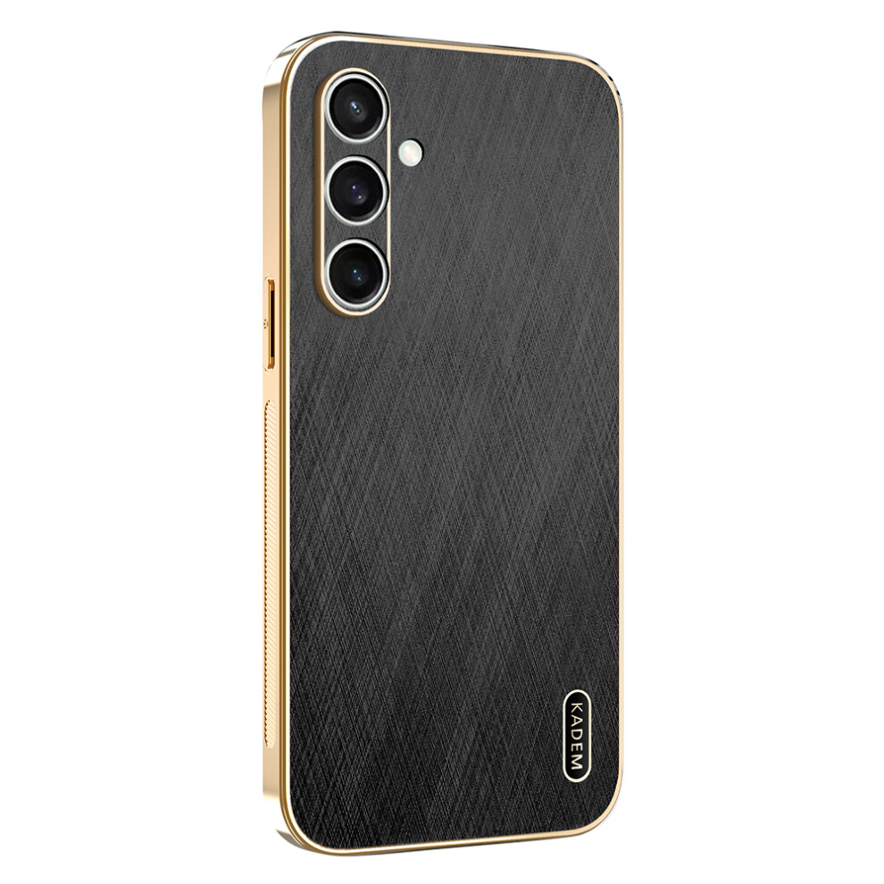 (Black) Kadem For Samsung Galaxy S26 Case Electroplating Silk Texture Pu + Tpu Phone Back Cover Black 6914294244160