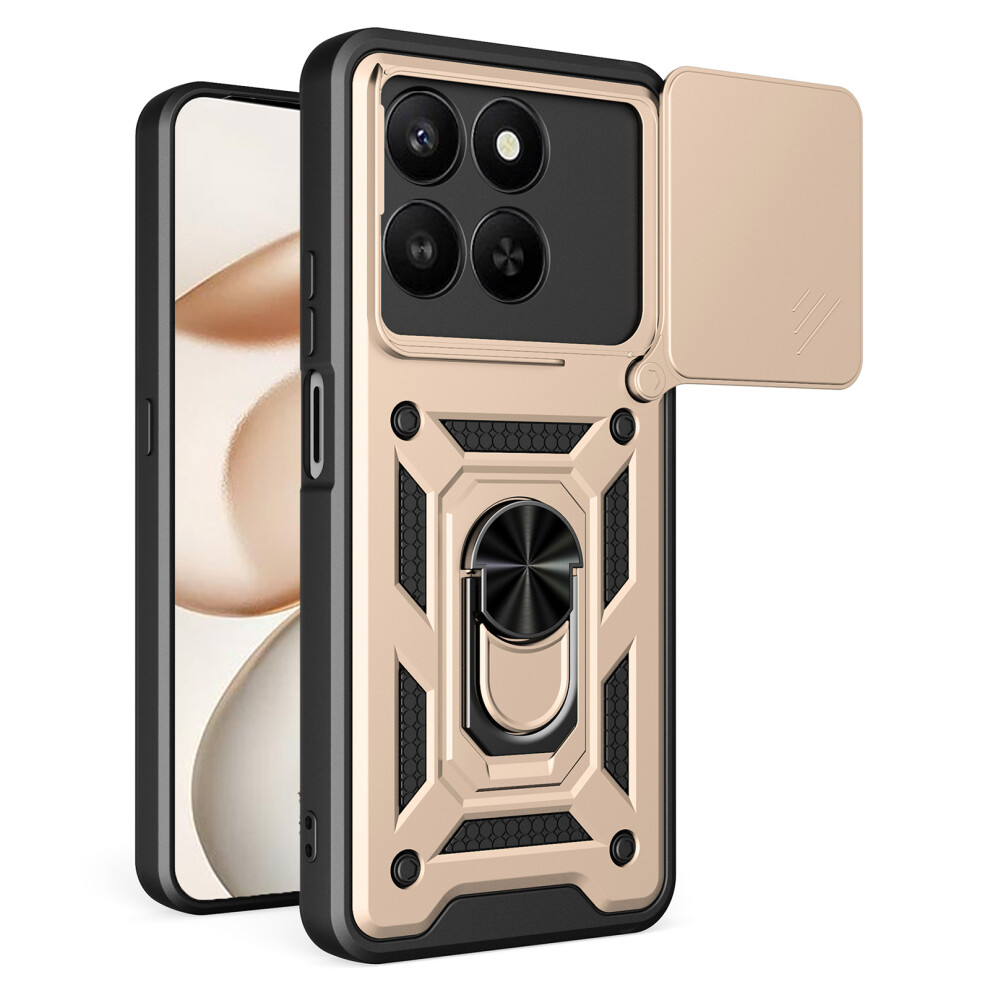 (Gold) Phone Case For Honor 400 Smart 5G / 4G / X7d 4G / 5G Pc + Tpu Kickstand Cover With Slide Camera Lid Gold 6914291193546