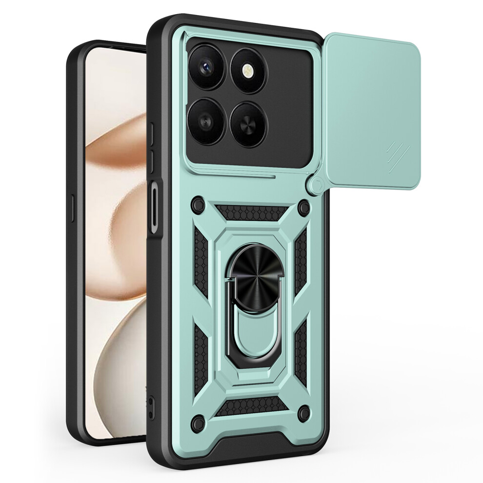 (Green) Phone Case For Honor 400 Smart 5G / 4G / X7d 4G / 5G Pc + Tpu Kickstand Cover With Slide Camera Lid Green 6914297422053