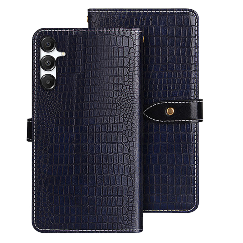 (Blue) Idewei For Samsung Galaxy S25 Fe Case Crocodile Texture Pu Leather Flip Phone Cover Blue 6914295772723