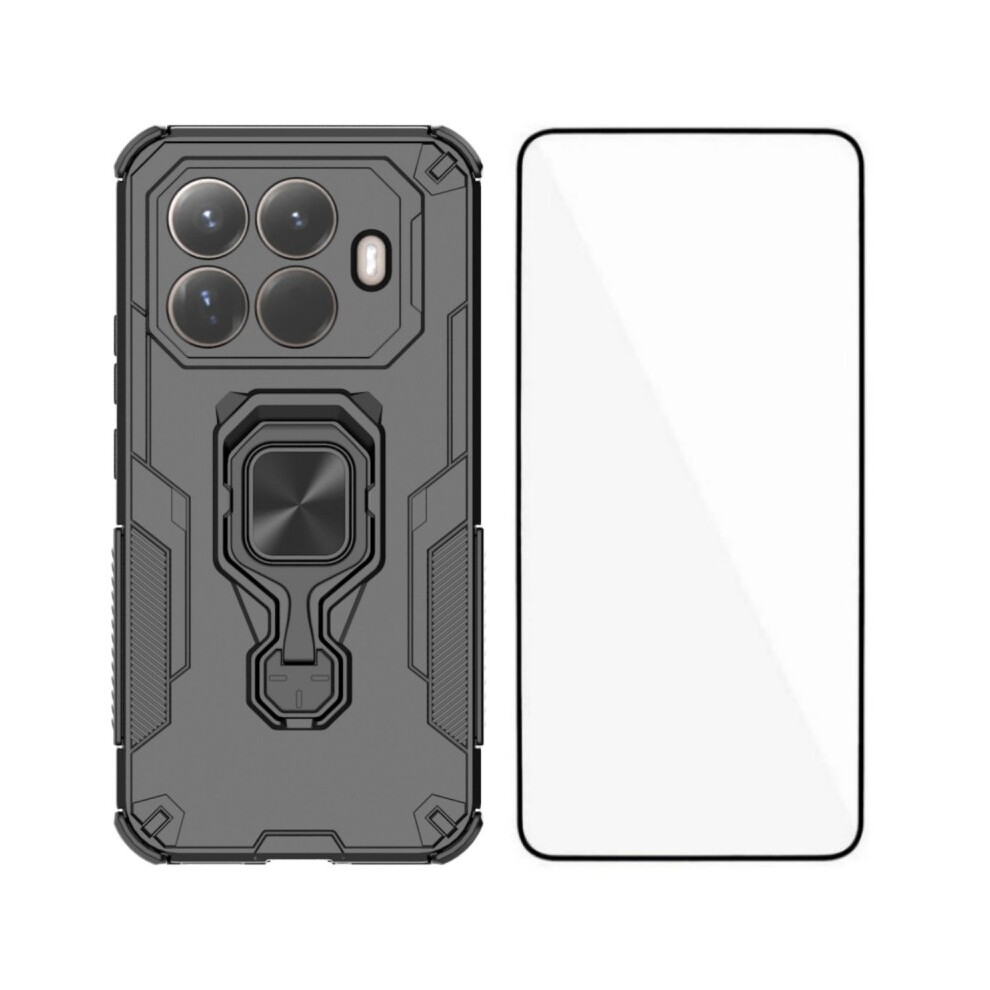 (Black) Wanlonfeng For Xiaomi 15T Pro Phone Case Pc Tpu Back Cover Kickstand With Tempered Glass Black 6914291314347