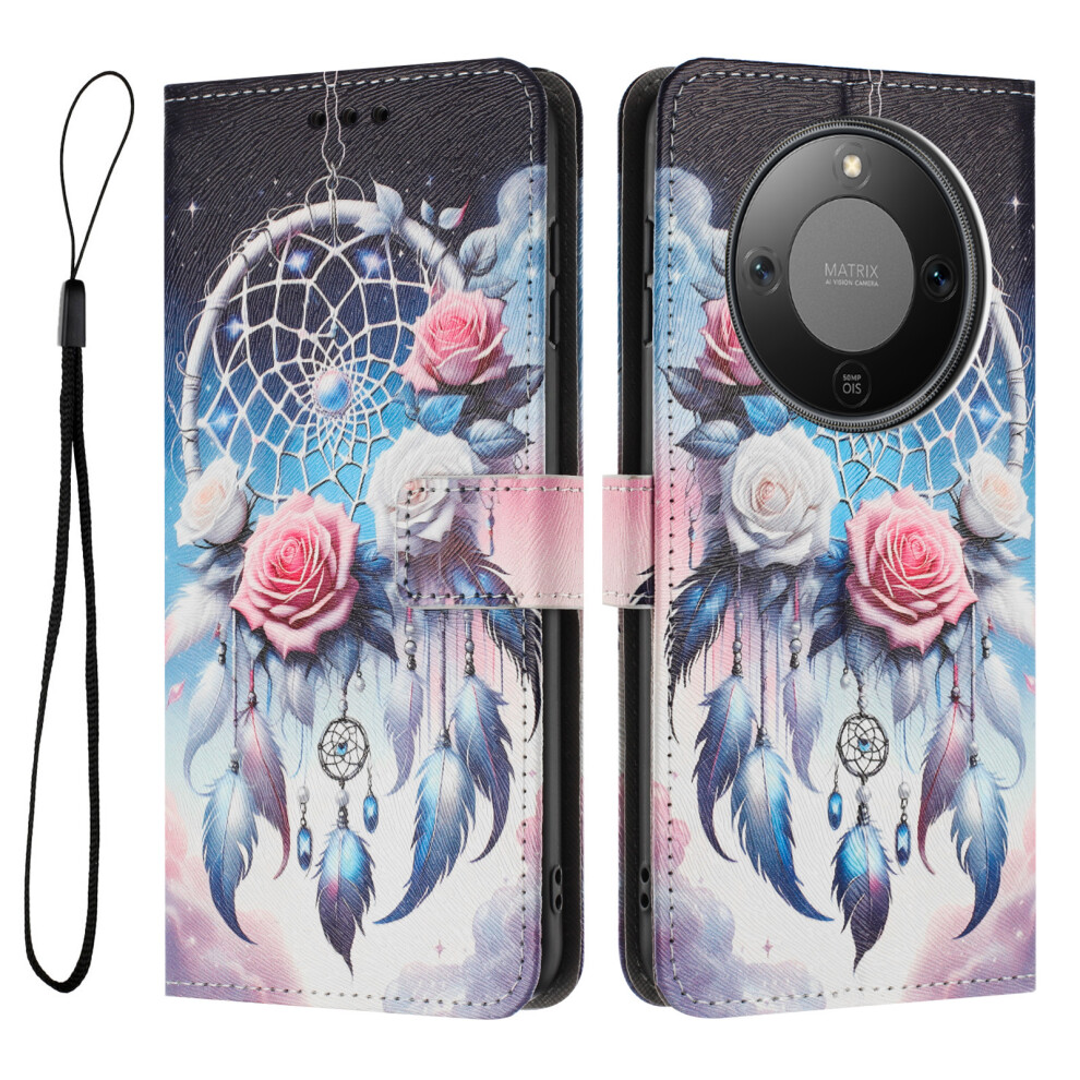 (Flower Wind Chime) For Honor Magic8 Lite 5G / X9d 5G / X70 5G Wallet Case Pattern Printing Pu Leather Phone Cover With Lanyard 6914298576601