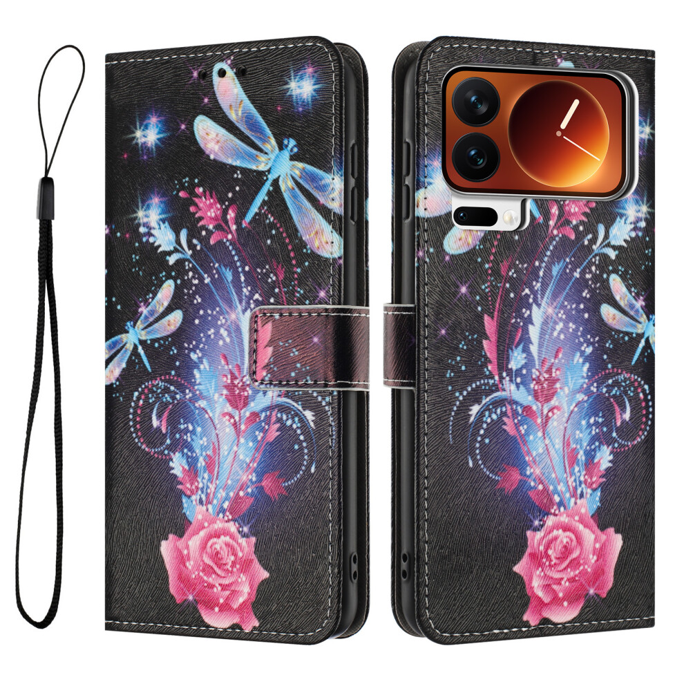 (Dragonfly) For Xiaomi 17 Pro Max Wallet Case Pattern Printing Pu Leather Phone Cover With Lanyard 6914298544938