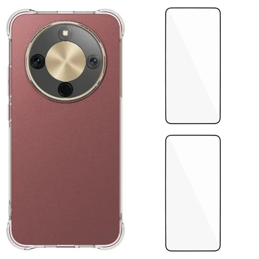 (Transparent) Wanlonfeng For Honor Magic8 Lite 5G / X9d 5G / X70 5G Tpu Case Wl2 Series 2.0Mm Phone Cover With 2Pcs Tempered Glass Fi 6914296417012