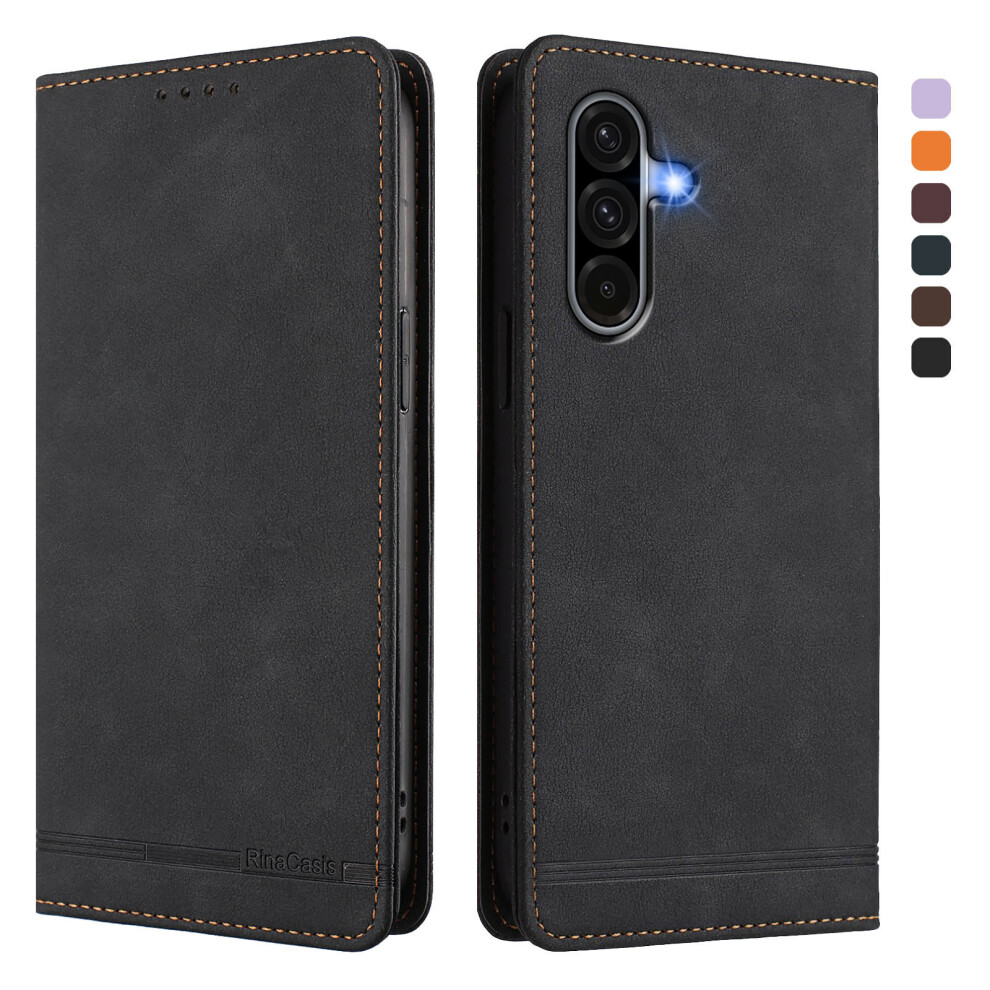 (Black) For Samsung Galaxy A56 5G Case Rinacasis Rc23 Rfid Blocking Wallet Stand Pu Leather Phone Cover Black 6914298593868