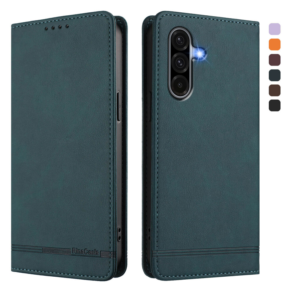 (Dark ) For Samsung Galaxy A56 5G Case Rinacasis Rc23 Rfid Blocking Wallet Stand Pu Leather Phone Cover Green 6914295150958