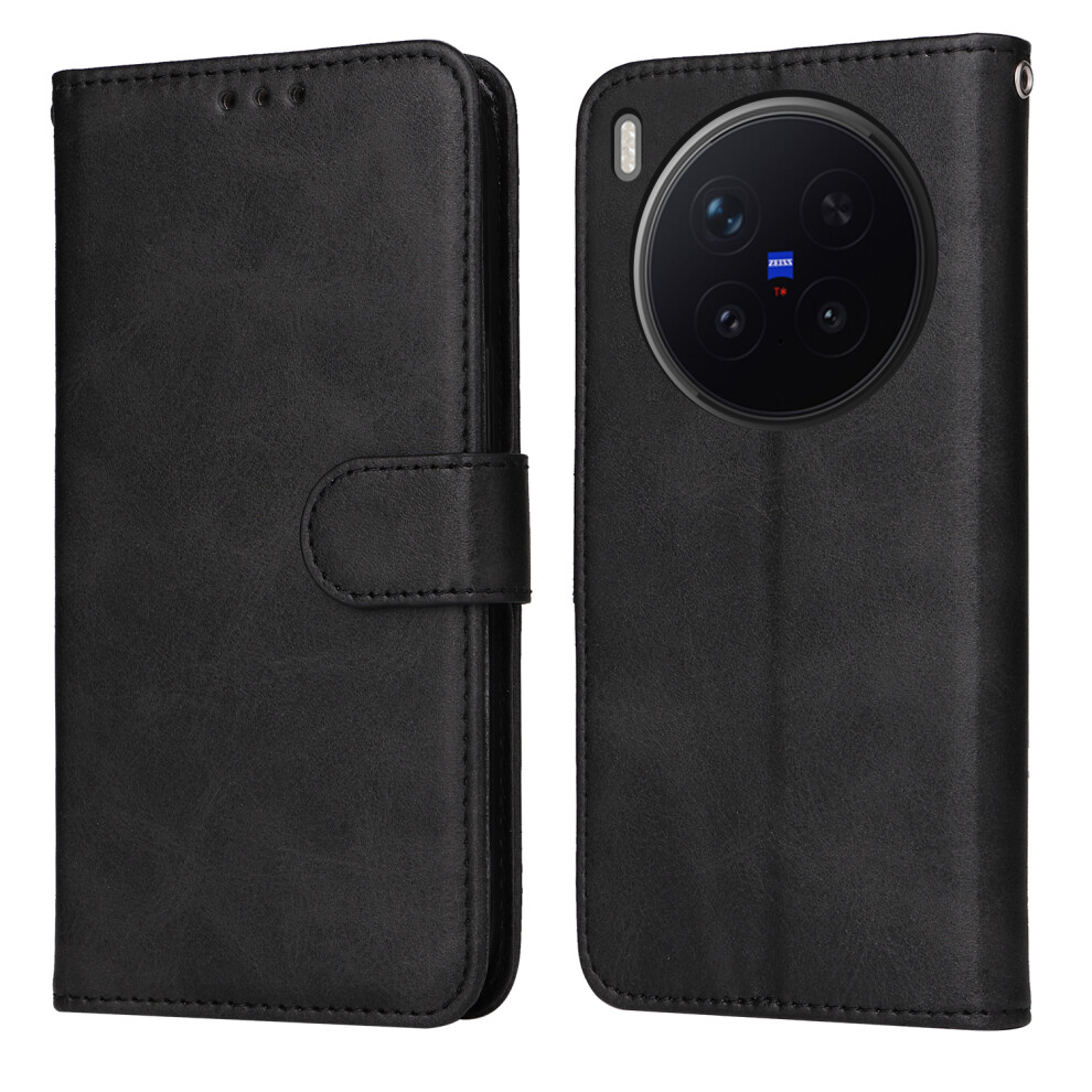 (Black) For Vivo X300 Pro 5G Case Wallet Pu Leather Folio Flip Phone Cover Black 6914291480745