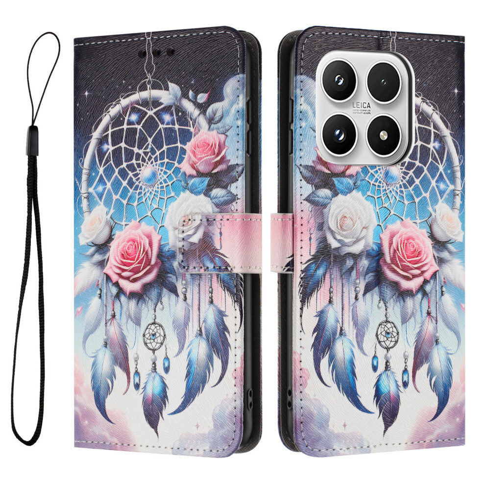 (Flower Wind Chime) For Xiaomi 17 Wallet Case Pattern Printing Pu Leather Phone Cover With Lanyard 6914292425325