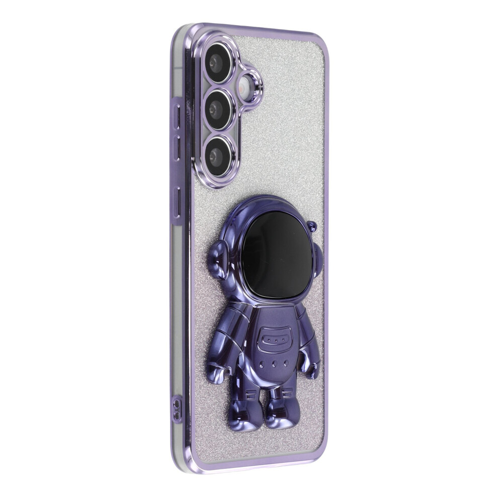(Purple) For Samsung Galaxy S25+ Case With Astronaut Kickstand Pc + Tpu Phone Cover Shiny Glitter Purple 6914291311810