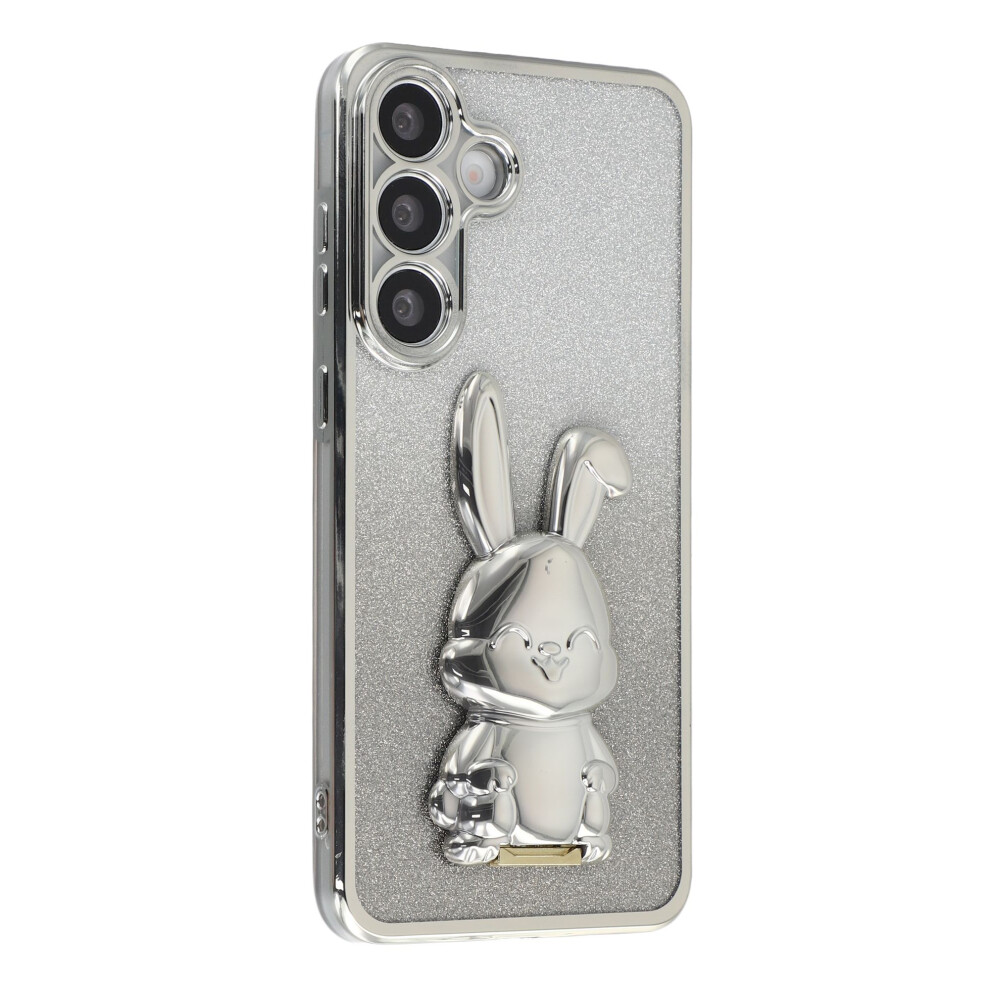 (Silver) For Samsung Galaxy S25+ Case Electroplating Glitter Rabbit Pc + Tpu Phone Cover With Kickstand Silver 6914293313287