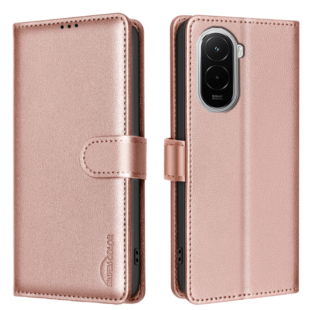(Rose ) Binfen Color For Xiaomi Poco M7 4G (169Mm) Leather Case Bf32 Wallet Rfid Blocking Phone Cover Gold 6914290574599