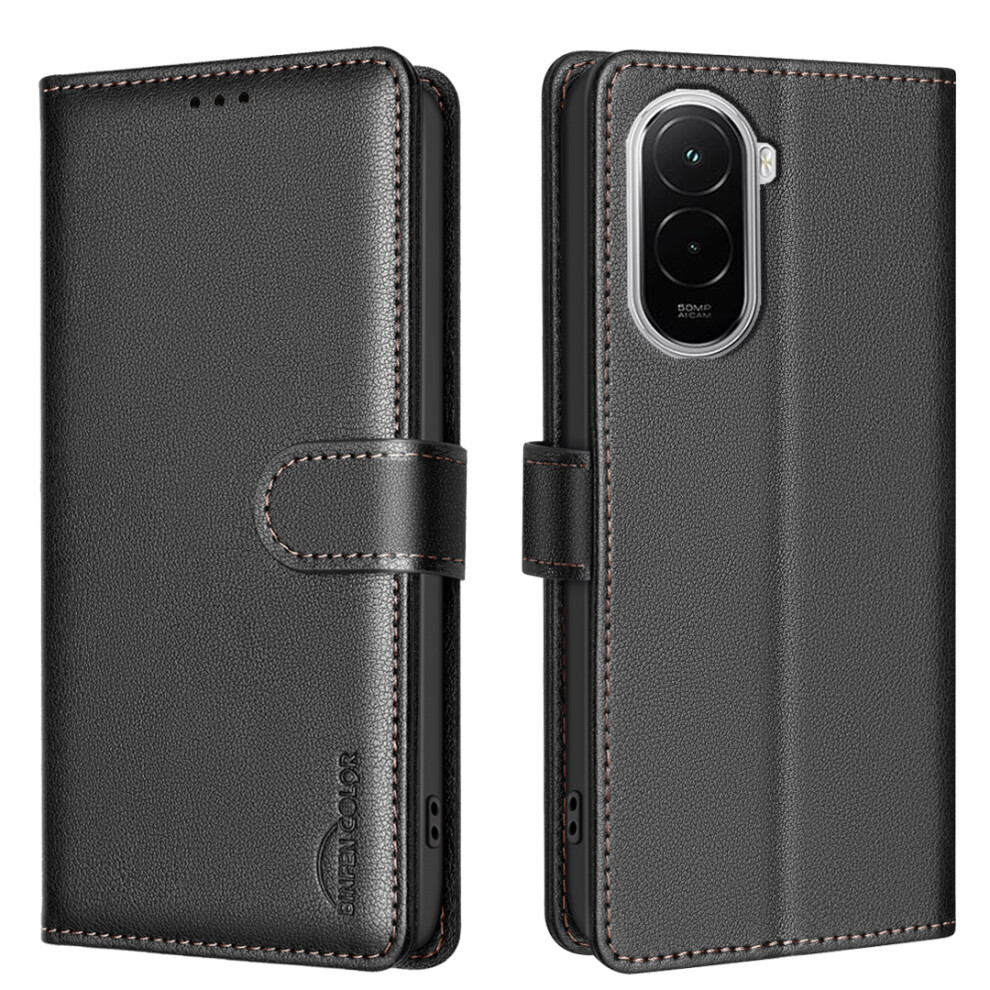 (Black) Binfen Color For Xiaomi Poco M7 4G (169Mm) Leather Case Bf32 Wallet Rfid Blocking Phone Cover Black 6914294162648