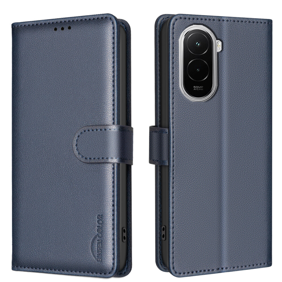 (Blue) Binfen Color For Xiaomi Poco M7 4G (169Mm) Leather Case Bf32 Wallet Rfid Blocking Phone Cover Blue 6914292210792