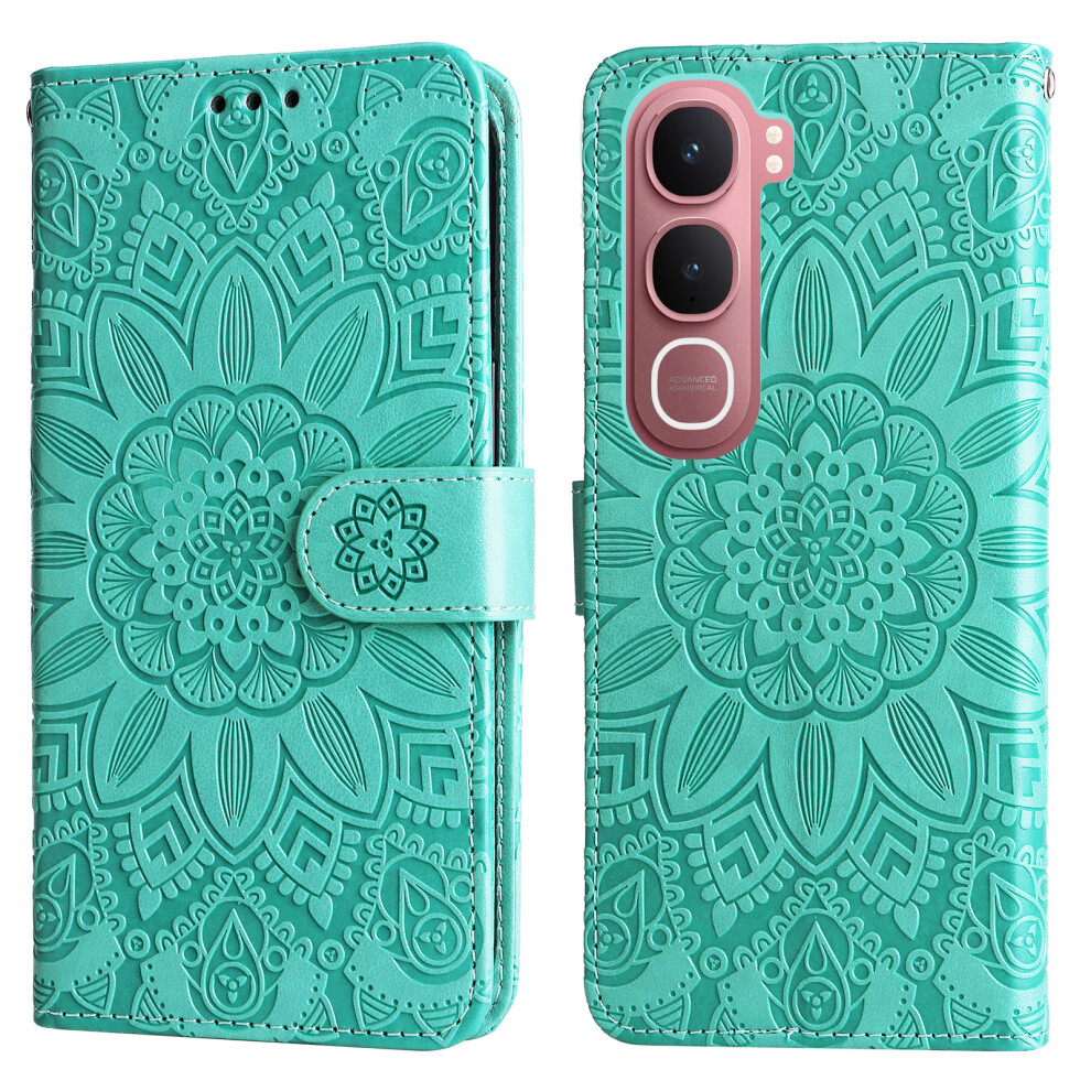 (Green) For Vivo Y21d / Vivo Y31 5G Case Sunflower Imprint Leather Wallet Phone Cover Green 6914293701503