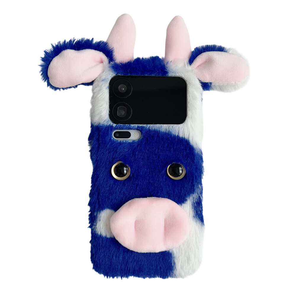(Blue) For Xiaomi 17 Pro Case Fluffy Cute Cow Winter Plush Inner Tpu Phone Cover Blue 6914299051909