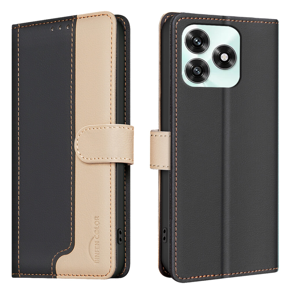 (Black) Binfen Color For Honor X5c 4G / Honor X5c Plus 4G Leather Case Splicing Color Rfid Blocking Wallet Stand Phone Cover Black 6914295671255