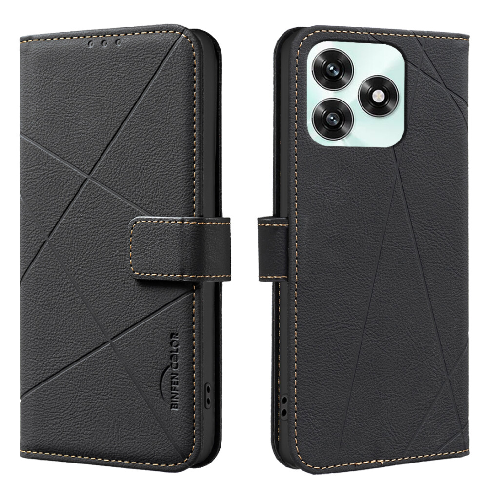 (Black) Binfen Color For Honor X5c 4G / Honor X5c Plus 4G Case Bf35 Geometry Imprinted Leather Phone Cover Rfid Blocking Wallet Black 6914296414899