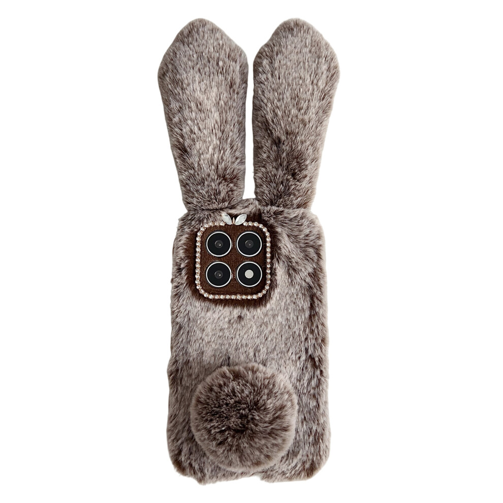 (Brown) For Xiaomi 17 Case Fluffy Cute Cow Winter Plush Inner Tpu Phone Cover Brown 6914291519407