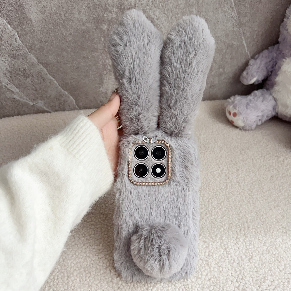 (Grey) For Xiaomi 17 Case Fluffy Cute Cow Winter Plush Inner Tpu Phone Cover Grey 6914293985088